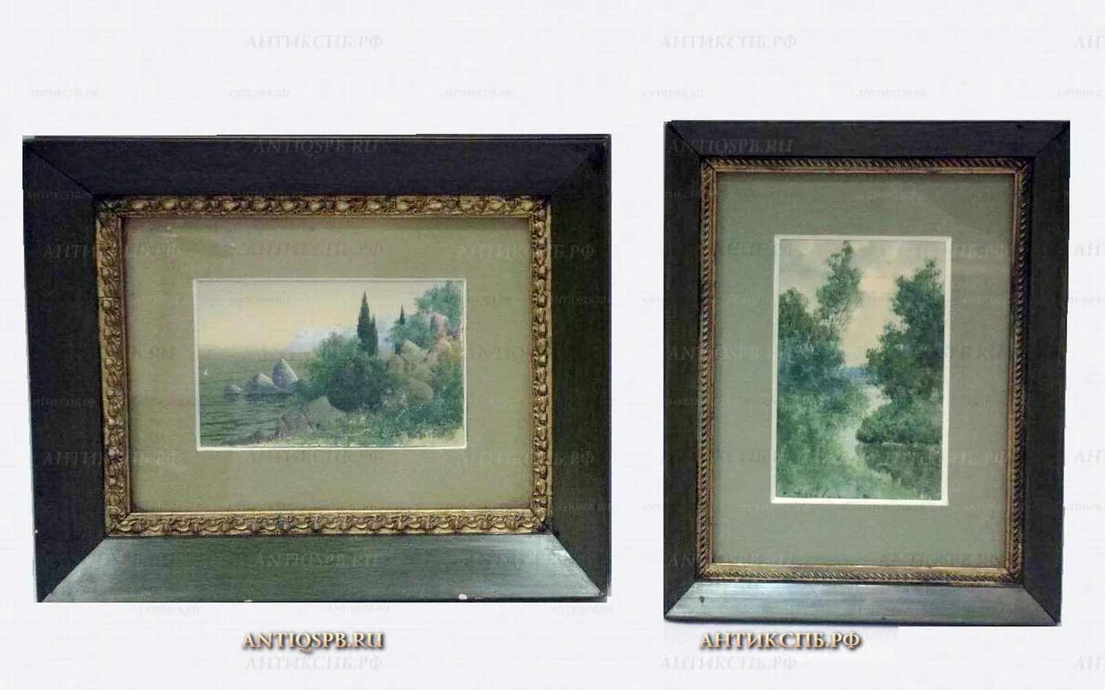Картина старинная, акварель "Пейзаж". Художник: Дилакторский Сергей Александрович (1859-1915). Россия. Нач. ХХ века. №18349